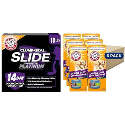 HOTARM & HAMMER Slide Platinum Easy Clean-Up Clumping Cat Litter, 18 lbs | 24/7 Odor Control, Triple-Action Freshness, Non-Stick, Easy Clean Up, Low Tracking, Multi-Cat Formula, Scented