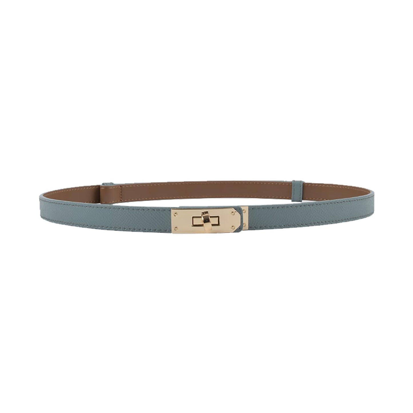 HOTANHAISHUILV Women's Skinny Leather Belt with Adjustable Golden Turn-Lock Buckle - Ideal for Dresses, Jeans, and Coats