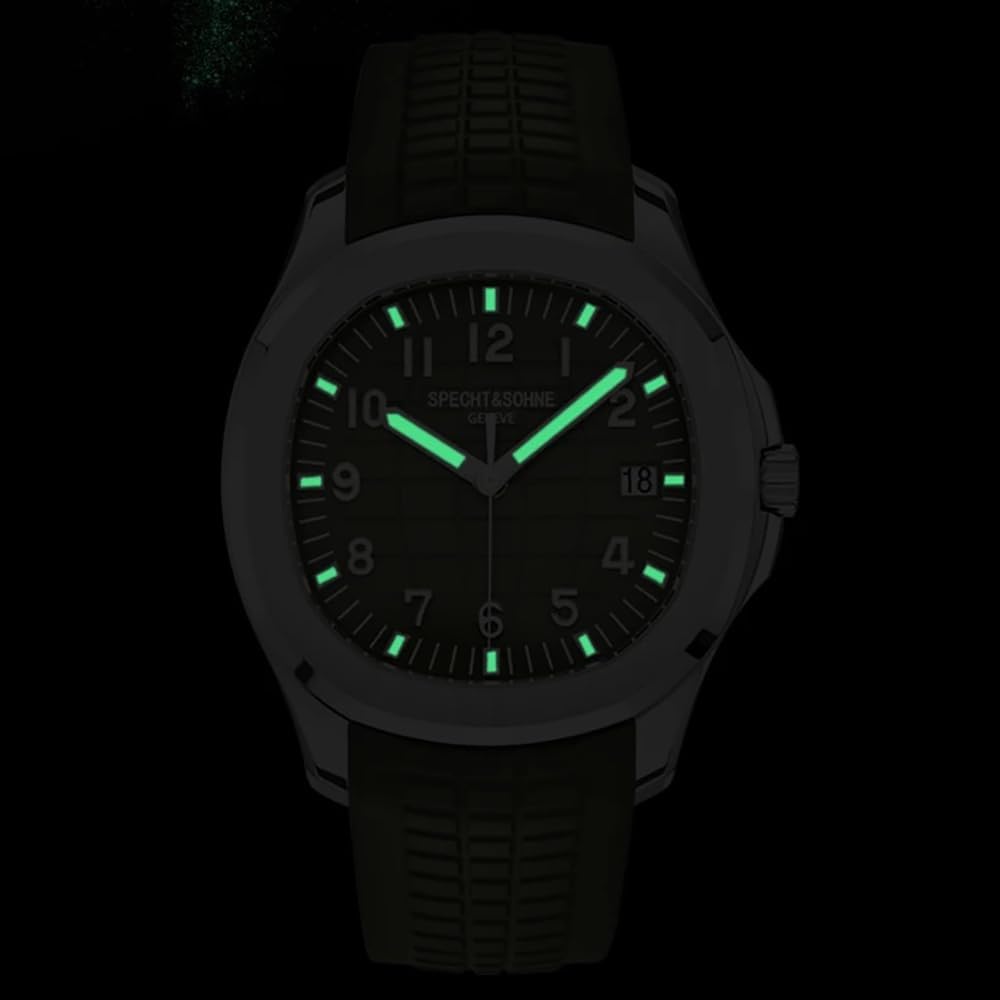 HOTSpecht & Söhne Watches for Men Japan Miyota 8215 Movement Watch Sport Movt Classic Automatic Mechanical Mens Wristwatch Rubber Strap Waterproof 40MM