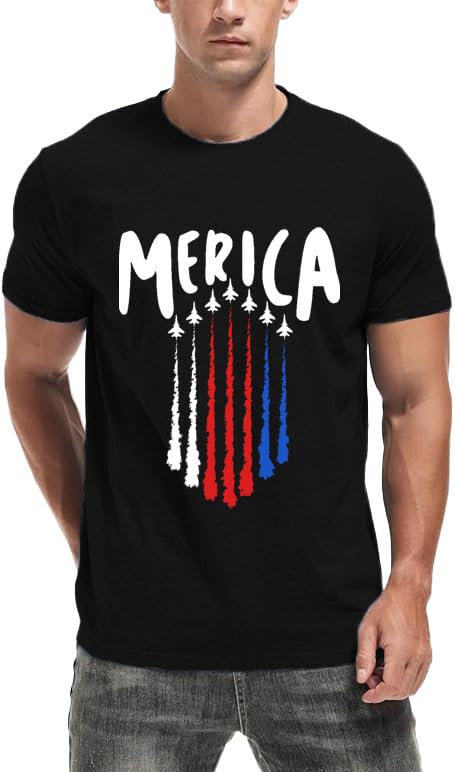 HOTMens Air Force Patriotic Shirts American Flag T-Shirt 4th of July Short Sleeve USA Memorial Day Tee Tops