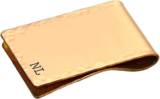 HOTPersonalized copper money clip with initials and hammered border