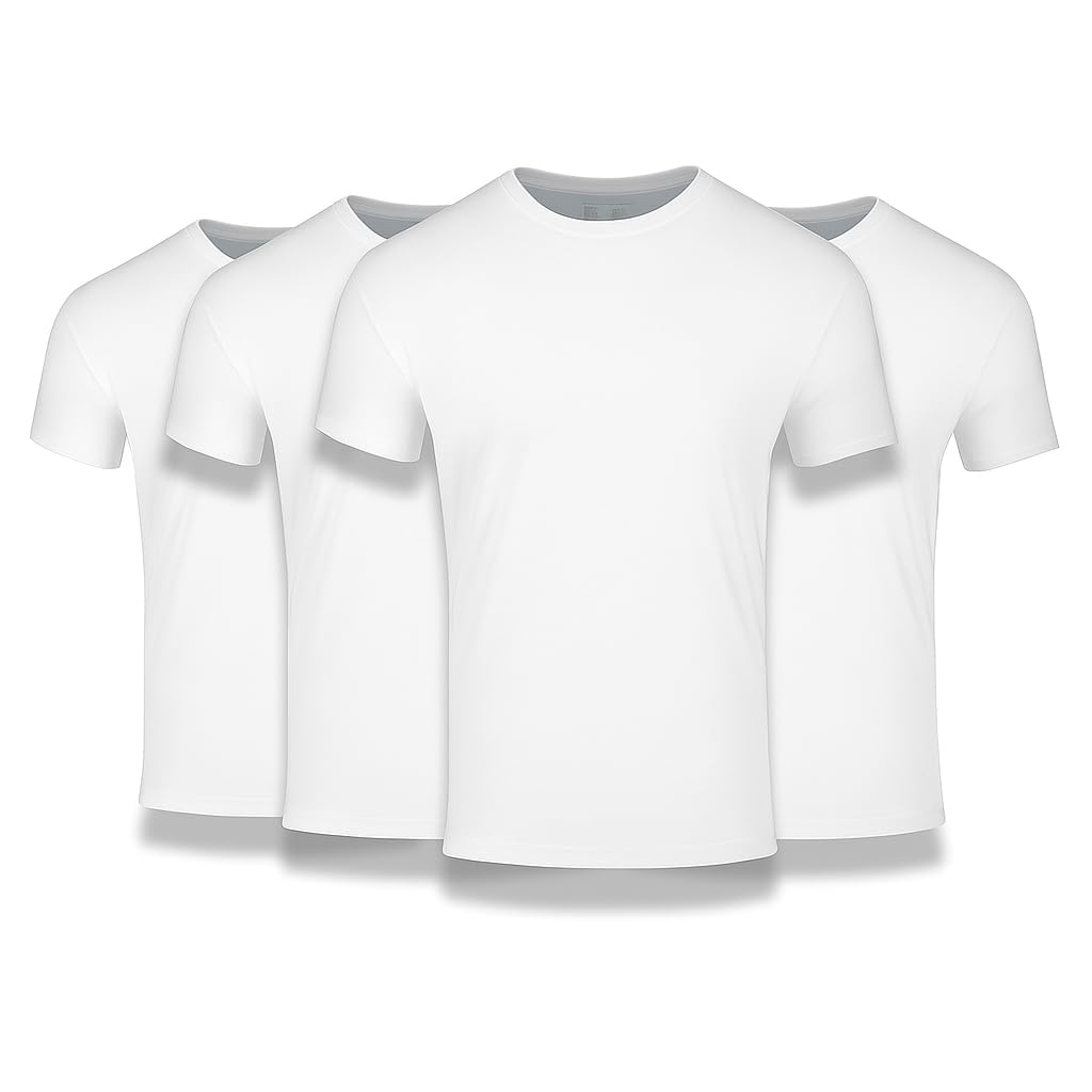 HOTFresh Clean Threads Men's Crew Neck T-Shirts – Short Sleeve, Fitted Style, Soft Cotton-Poly Blend, Tag-Free Comfort