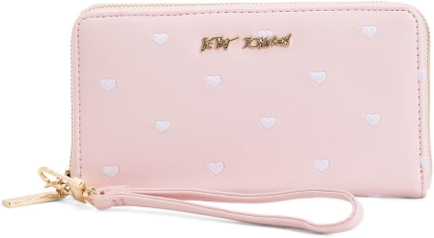 HOTBetsey Johnson Skulls Wristlet Wallet, Black, Embossed Skull Design with Detachable Strap, 8x4.5 Inches