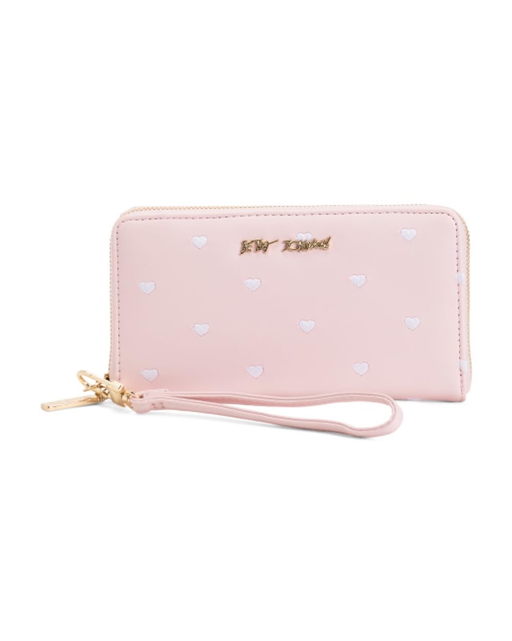 HOTBetsey Johnson Skulls Wristlet Wallet, Black, Embossed Skull Design with Detachable Strap, 8x4.5 Inches