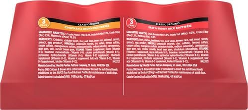HOTPurina ONE Classic Ground Chicken and Brown Rice, and Beef and Brown Rice Entrees Wet Dog Food Variety Pack - (Pack of 6) 13 oz. Cans