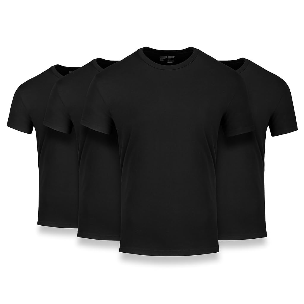 HOTFresh Clean Threads Men's Crew Neck T-Shirts – Short Sleeve, Fitted Style, Soft Cotton-Poly Blend, Tag-Free Comfort