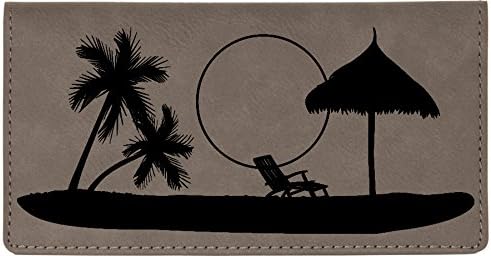 HOTParadise Beach Laser Engraved Leatherette Checkbook Cover
