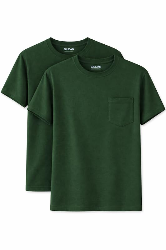 HOTGildan Unisex Adult DryBlend Workwear T-Shirts with Pocket, 2-Pack