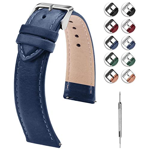 HOTFullmosa Watch Band, Quick Release Leather Watch Strap Compatible with Samsung Galaxy Garmin for Men Women, Replacement Bands Width 12mm 14mm 16mm 18mm 19mm 20mm 21mm 22mm 24mm | Quick Release Replacement Bands with Stainless Steel Metal Clasp, Genuine