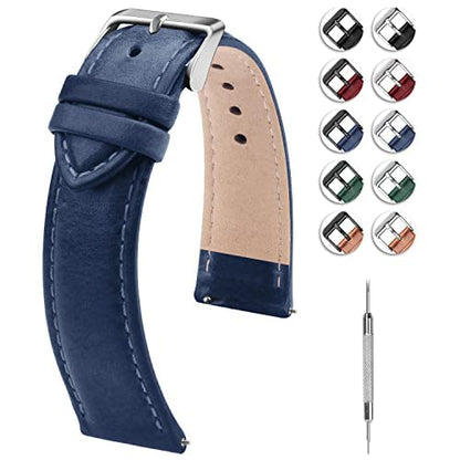 HOTFullmosa Watch Band, Quick Release Leather Watch Strap Compatible with Samsung Galaxy Garmin for Men Women, Replacement Bands Width 12mm 14mm 16mm 18mm 19mm 20mm 21mm 22mm 24mm | Quick Release Replacement Bands with Stainless Steel Metal Clasp, Genuine