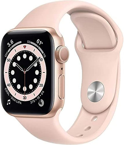 HOTApple Watch Series 6 (GPS + Cellular, 44mm) - Gold Aluminum Case with Pink Sport Band (Renewed)