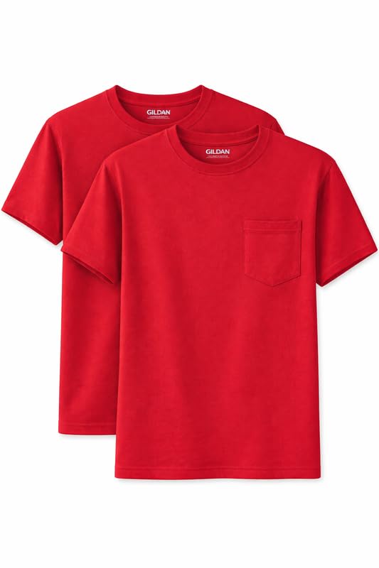 HOTGildan Unisex Adult DryBlend Workwear T-Shirts with Pocket, 2-Pack