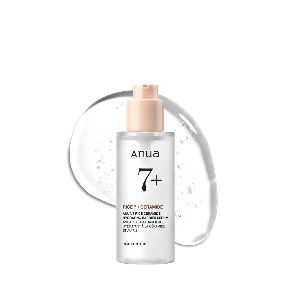 HOTAnua Rice Ceramide 7 Hydrating Barrier Serum, Moisturizing Face Serum, Non-comodogenic, Hyaluronic Acid, Niacinamide, Lightweight, Fragrance Free, Sensitive Dry Skin, Korean Skincare, 1.69 fl oz