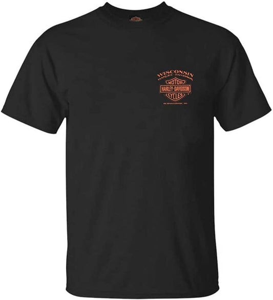 HOTHarley-Davidson Men's Eagle Piston Short Sleeve Crew-Neck Cotton T-Shirt - Black