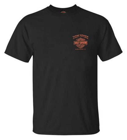 HOTHarley-Davidson Men's Eagle Piston Short Sleeve Crew-Neck Cotton T-Shirt - Black