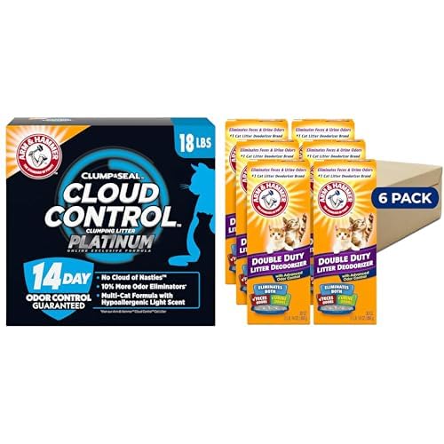 HOTARM & Hammer Cloud Control Platinum Cat Litter, Multi-Cat, 18 lbs | Clumping Litter, Hypoallergenic, Dust-Free, 14-Day Odor Control