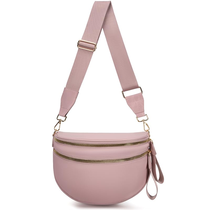 HOTPure Colour Crossbody Bum Bags for Women Spacious Checkered Cross body Bag Nylon Trendy Fanny Pack for Travel