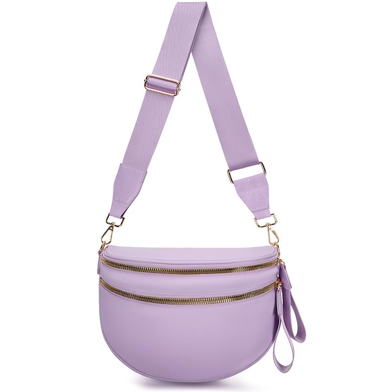 HOTPure Colour Crossbody Bum Bags for Women Spacious Checkered Cross body Bag Nylon Trendy Fanny Pack for Travel