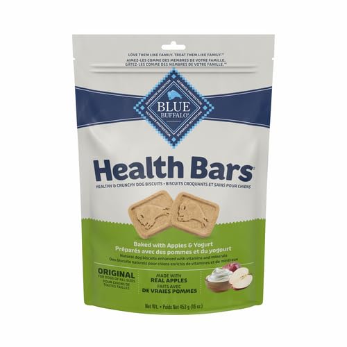 HOTBlue Buffalo Health Bars Apples & Yogurt Crunchy Dog Biscuits, Oven-Baked with Real Apples & Natural Ingredients, Healthy Dog Treats with No Artificial Flavors or Preservatives, Jumbo Box 3.5 lbs.