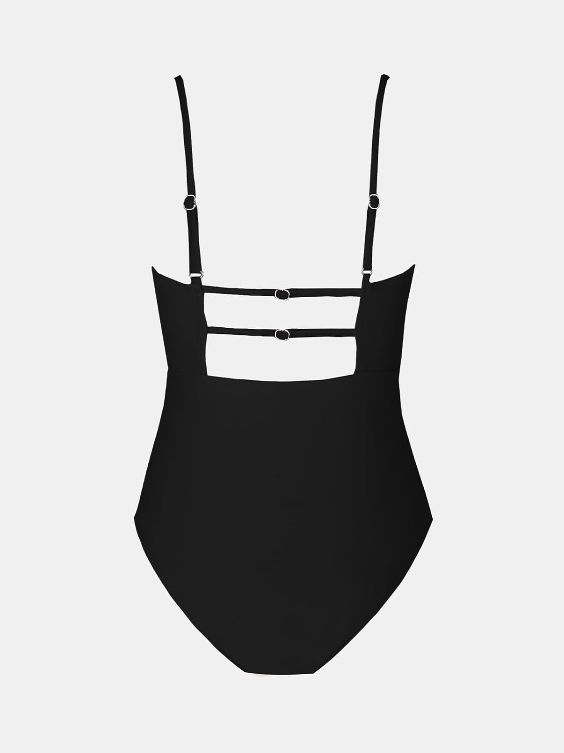 HOTCUPSHE Women's One Piece Swimsuit Square Neck Tummy Control Bathing Suit | Ruching, Removable Soft Cups, Adjustable Back Straps, Back Cutout, Moderate Coverage, Beach Vacation