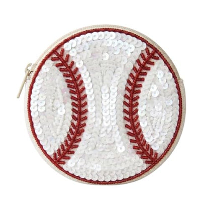HOTBeaded Coin Purse Change Zipper Pouch Wallet Baseball | Handmade Beadwork, Compact Organizer, Cash Holder, Card Storage, Makeup Pouch, Giftable Accessory, Everyday Carry