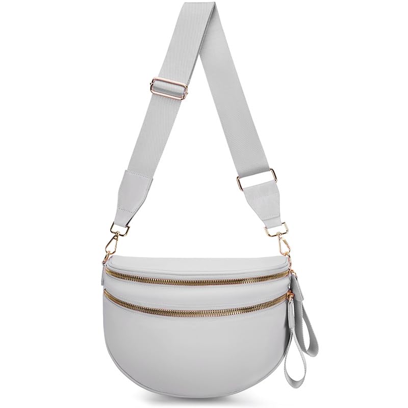 HOTPure Colour Crossbody Bum Bags for Women Spacious Checkered Cross body Bag Nylon Trendy Fanny Pack for Travel