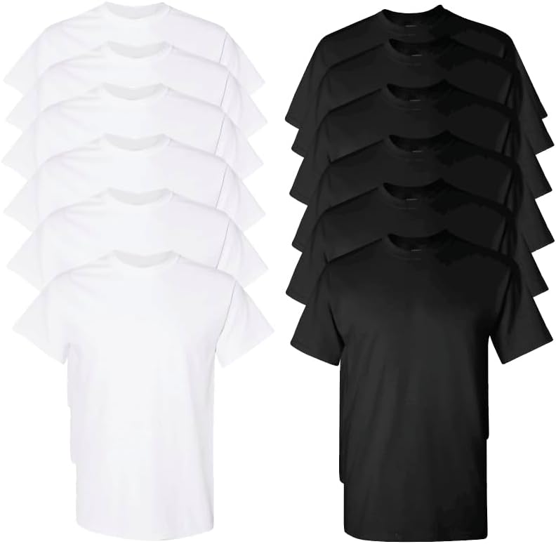 HOTEVERYDAY TEES Men's Heavy Cotton Tee (Pack of 12), Assorted Mixed Color Small to 5XL