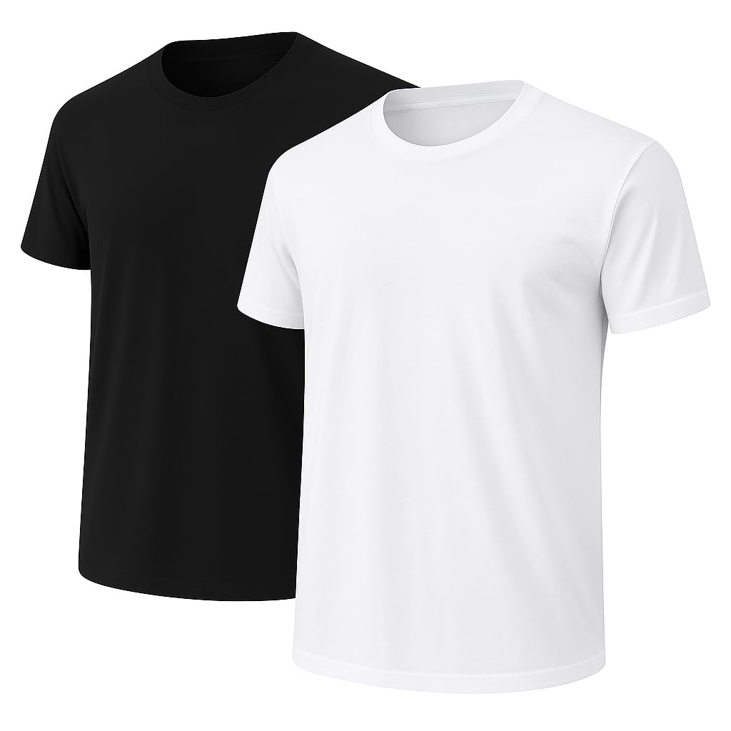 HOT6-Pack Bulk Men’s T-Shirts – Soft Pre-Shrunk Premium Cotton, Short Sleeves, Reinforced Collar, Crew Neck, Casual Fit