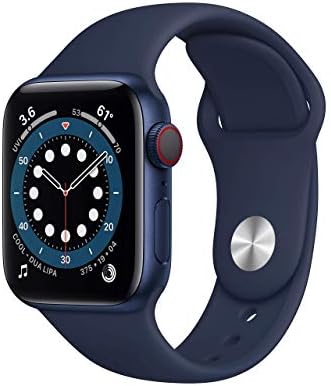 HOTApple Watch Series 6 (GPS + Cellular, 40mm) - Blue Aluminum Case with Deep Navy Sport Band (Renewed)
