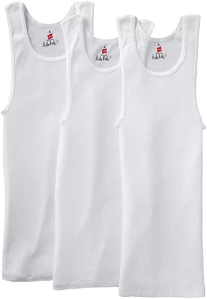 HOTHanes Men’s Tall 100% Cotton Ribbed Tank Tagless Undershirts, Multipack