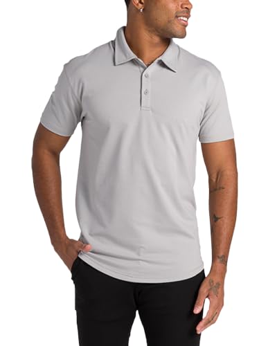HOTBYLT Men's Drop-Cut Polo – Collared Casual Shirt for Men – Soft Polyester, Cotton, and Spandex Blend – Wrinkle Resistant