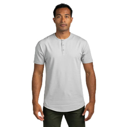 HOTBYLT Drop-Cut Henley Shirts for Men, 3-Button Closure, Short Sleeve, Casual T-Shirt, Soft & Breathable, Wrinkle Resistant