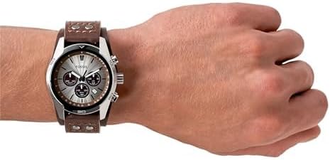 HOTFossil Men's Watch, Coachman Quartz Stainless Steel and Chronograph Leather Watch for Men