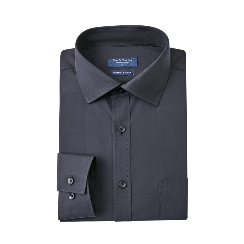 HOTYear In Year Out Wrinkle Free Dress Shirt for Men Regular Fit Long Sleeve Wrinkle Resistant Shirt