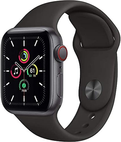 HOTApple Watch SE (GPS + Cellular, 40mm) - Space Gray Aluminum Case with Black Sport Band (Renewed)