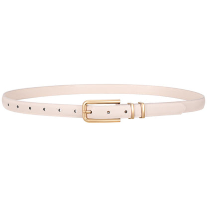 HOTVONMELLI Women Skinny Leather Belt Thin Waist Belt for Women Jeans Dress Fashion Ladies Belt with Gold Buckle