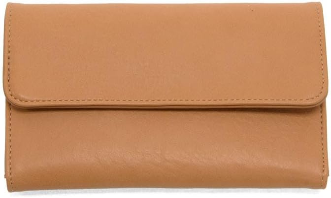 HOTJoy Susan Womens Vegan Leather Marnie Mini Tri-Fold Wallet - Saddle