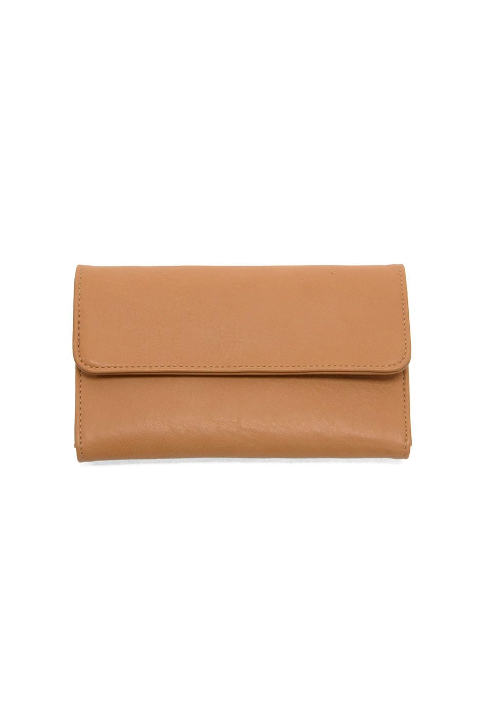 HOTJoy Susan Womens Vegan Leather Marnie Mini Tri-Fold Wallet - Saddle