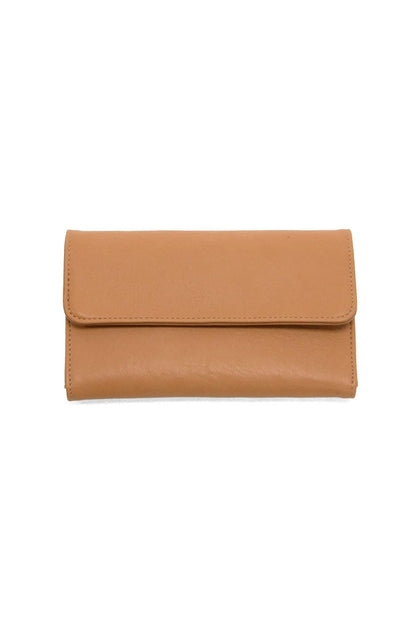 HOTJoy Susan Womens Vegan Leather Marnie Mini Tri-Fold Wallet - Saddle