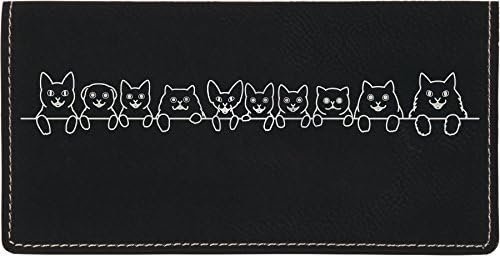 HOTCAROUSELCHECKS Cat Tails Laser Engraved Leatherette Checkbook Cover