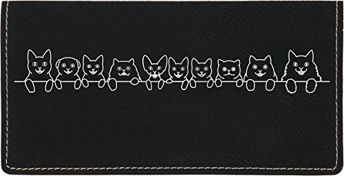 HOTCAROUSELCHECKS Cat Tails Laser Engraved Leatherette Checkbook Cover