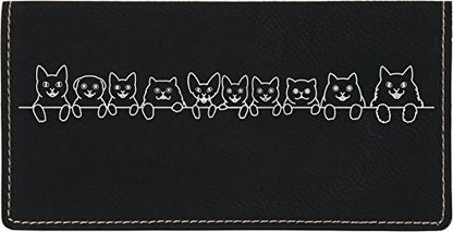 HOTCAROUSELCHECKS Cat Tails Laser Engraved Leatherette Checkbook Cover