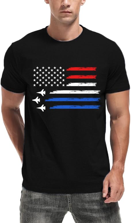 HOTMens Air Force Patriotic Shirts American Flag T-Shirt 4th of July Short Sleeve USA Memorial Day Tee Tops