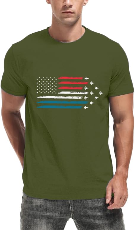 HOTMens Air Force Patriotic Shirts American Flag T-Shirt 4th of July Short Sleeve USA Memorial Day Tee Tops