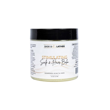 HOTBask & Lather Stimulating Scalp and Hair Balm for Hair Growth, Mango & Shea Butter, Nourishing Jojoba Oil, Peppermint & Rosemary Oil, Vitamin E, Scalp Care, Hair Care, Moisture, Shine & Strength, 6 oz