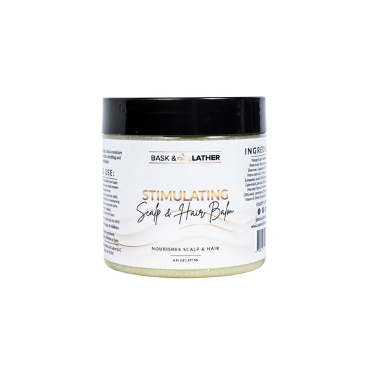 HOTBask & Lather Stimulating Scalp and Hair Balm for Hair Growth, Mango & Shea Butter, Nourishing Jojoba Oil, Peppermint & Rosemary Oil, Vitamin E, Scalp Care, Hair Care, Moisture, Shine & Strength, 6 oz