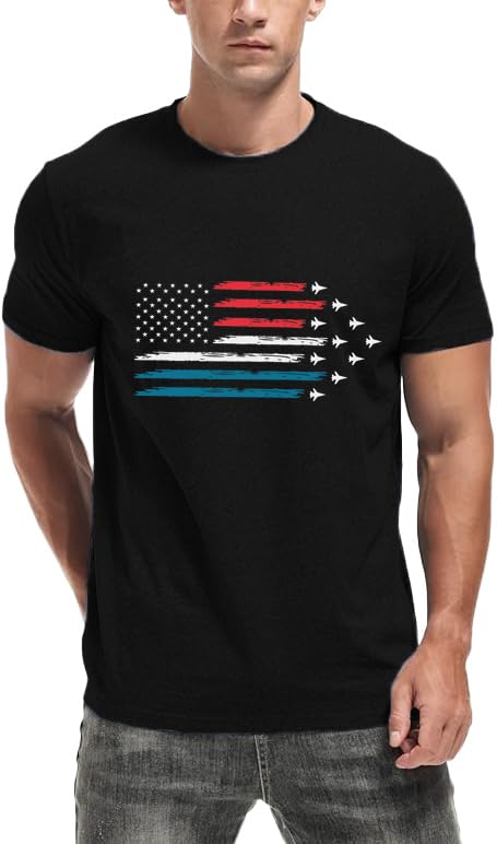 HOTMens Air Force Patriotic Shirts American Flag T-Shirt 4th of July Short Sleeve USA Memorial Day Tee Tops