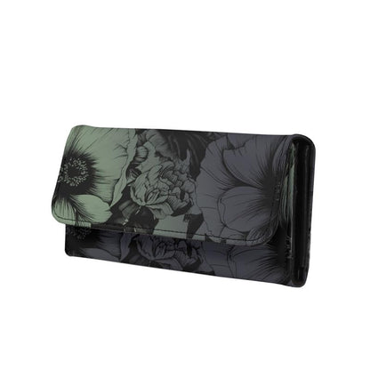 HOTLotus Mandala Women PU Leather Tri-fold Wallets Black And White Sketch Flower Zipper Pocket Buckle Money Manager Starry Sky Tall Billfold Secretary Cash Wallet