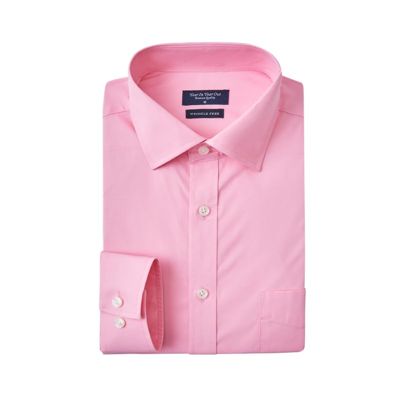 HOTYear In Year Out Wrinkle Free Dress Shirt for Men Regular Fit Long Sleeve Wrinkle Resistant Shirt
