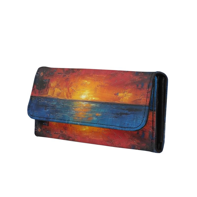 HOTTie Dye Color Slim Long Wallet for Women Hippie Style Colorful Zipper Coin Purse Card Holder, Tie-dye Rainbow Extra Capacity PU Leather Checkbook Wallet with ID Window